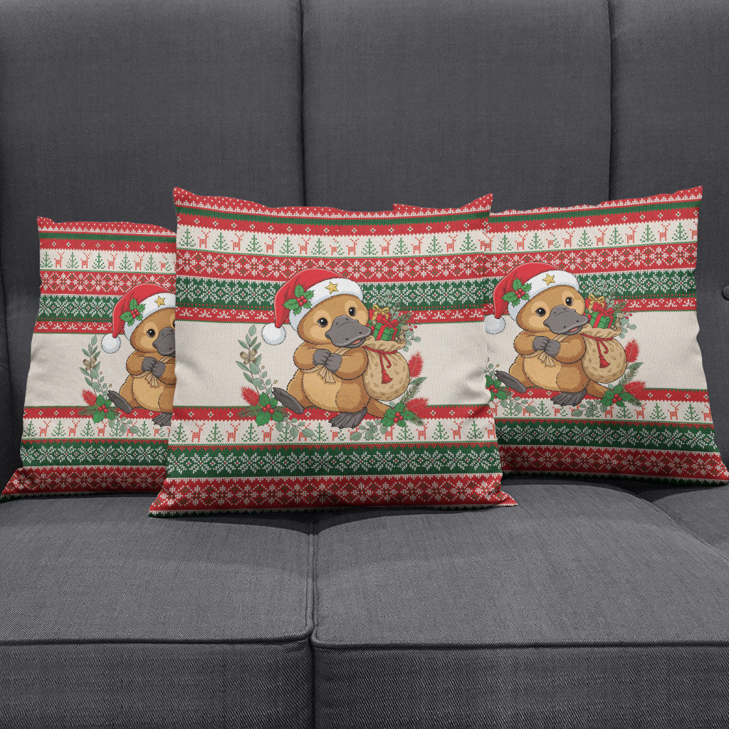 Aussie Platypus Christmas Pillow Cover Festive Knitted Pattern Inspired