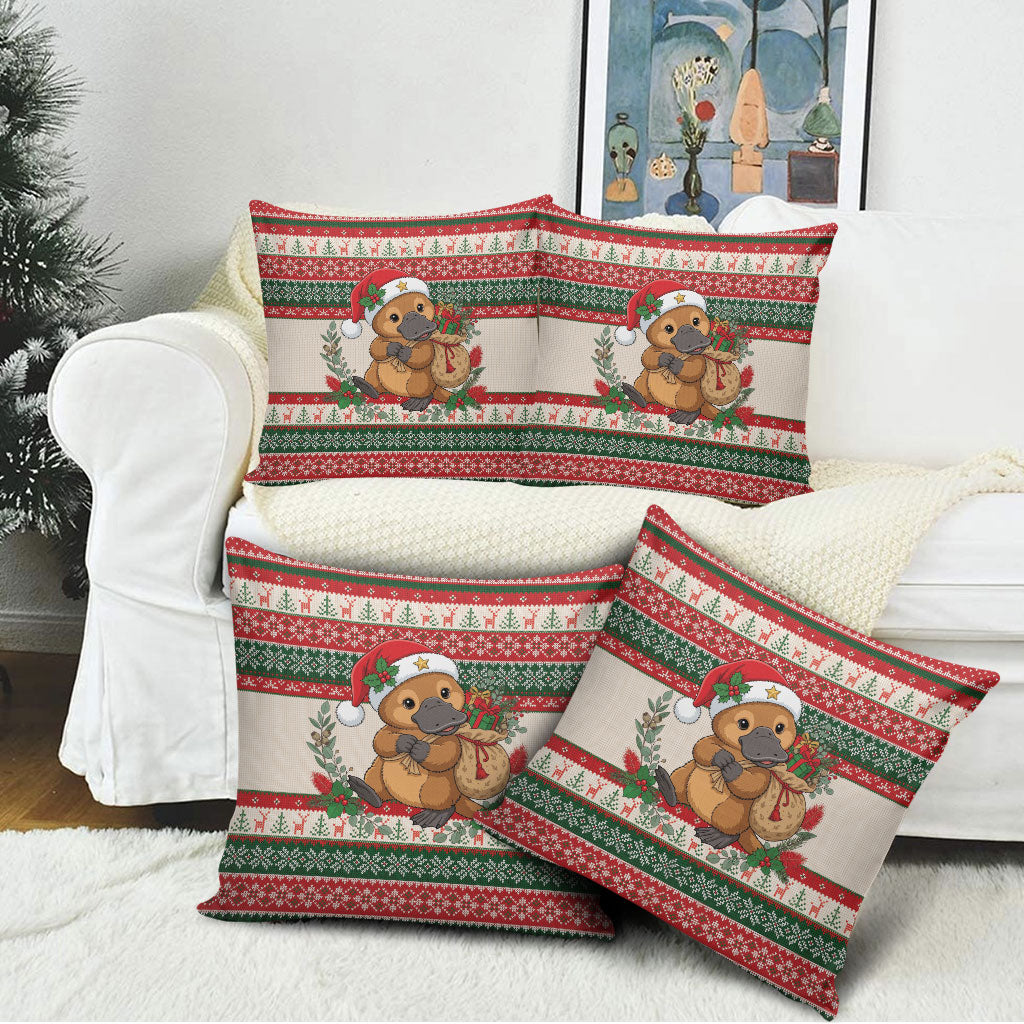 Aussie Platypus Christmas Pillow Cover Festive Knitted Pattern Inspired