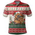 Aussie Platypus Christmas Polo Shirt Festive Knitted Pattern Inspired
