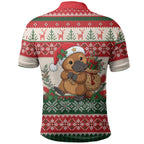 Aussie Platypus Christmas Polo Shirt Festive Knitted Pattern Inspired