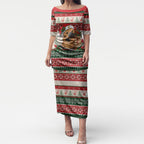 Aussie Platypus Christmas Puletasi Festive Knitted Pattern Inspired