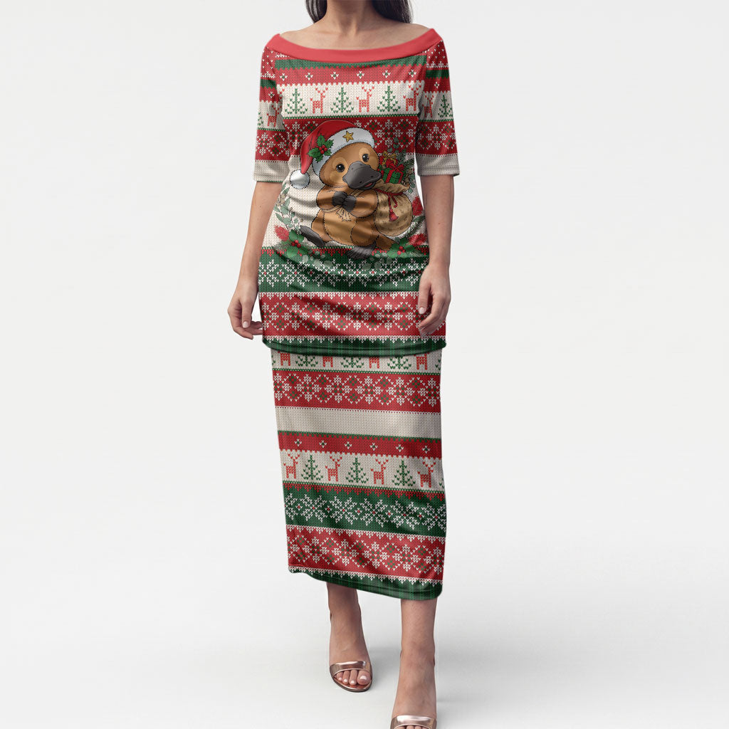 Aussie Platypus Christmas Puletasi Festive Knitted Pattern Inspired