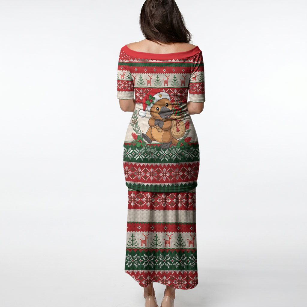 Aussie Platypus Christmas Puletasi Festive Knitted Pattern Inspired