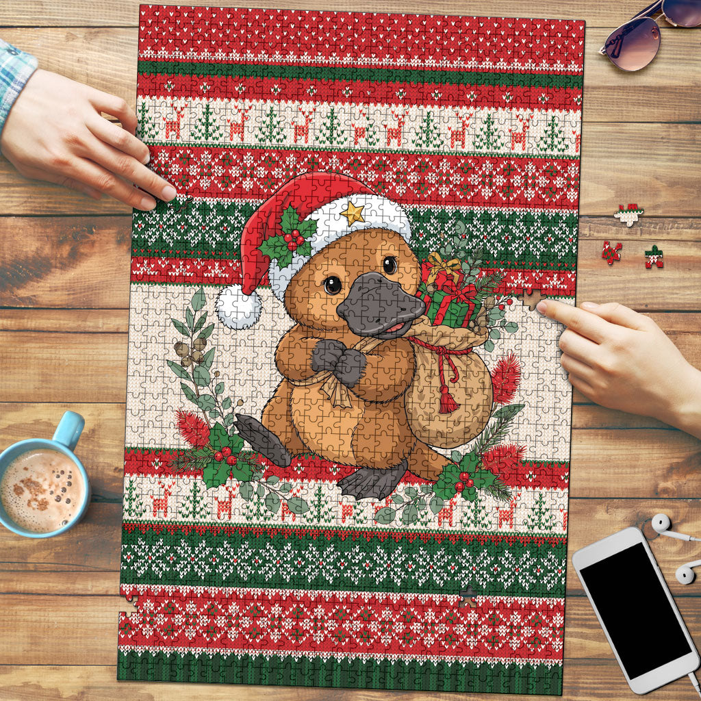 Aussie Platypus Christmas Puzzle Festive Knitted Pattern Inspired