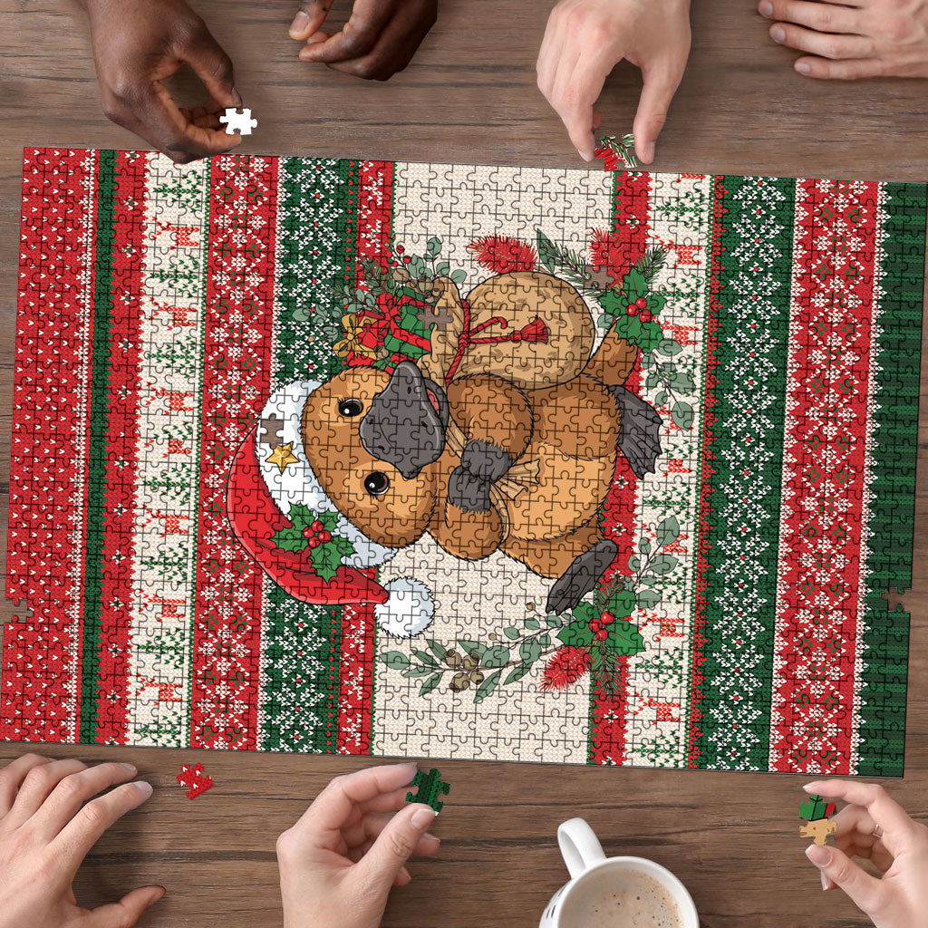 Aussie Platypus Christmas Puzzle Festive Knitted Pattern Inspired