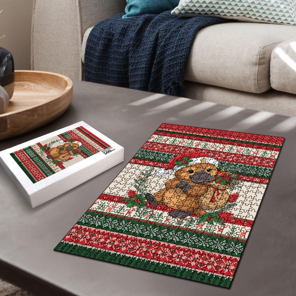 Aussie Platypus Christmas Puzzle Festive Knitted Pattern Inspired