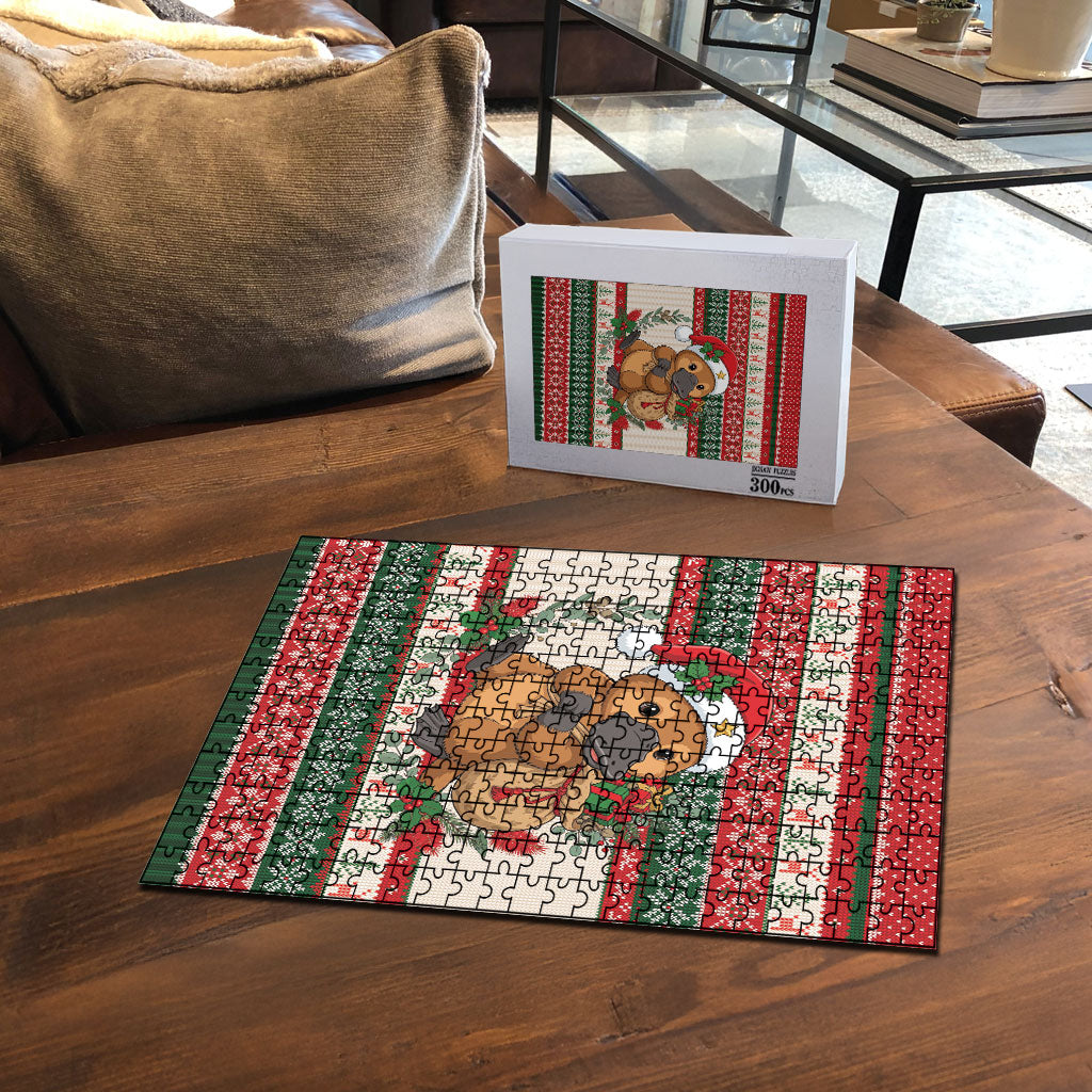 Aussie Platypus Christmas Puzzle Festive Knitted Pattern Inspired
