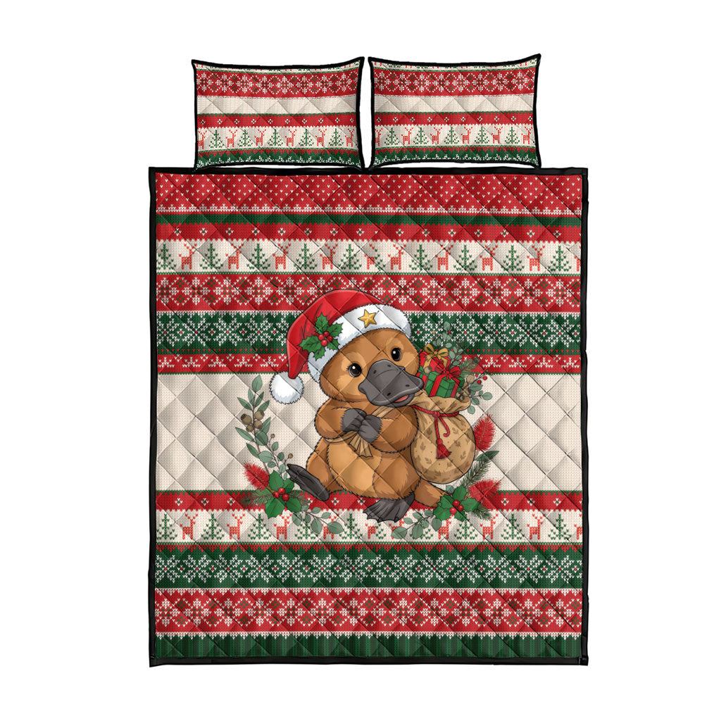 Aussie Platypus Christmas Quilt Bed Set Festive Knitted Pattern Inspired