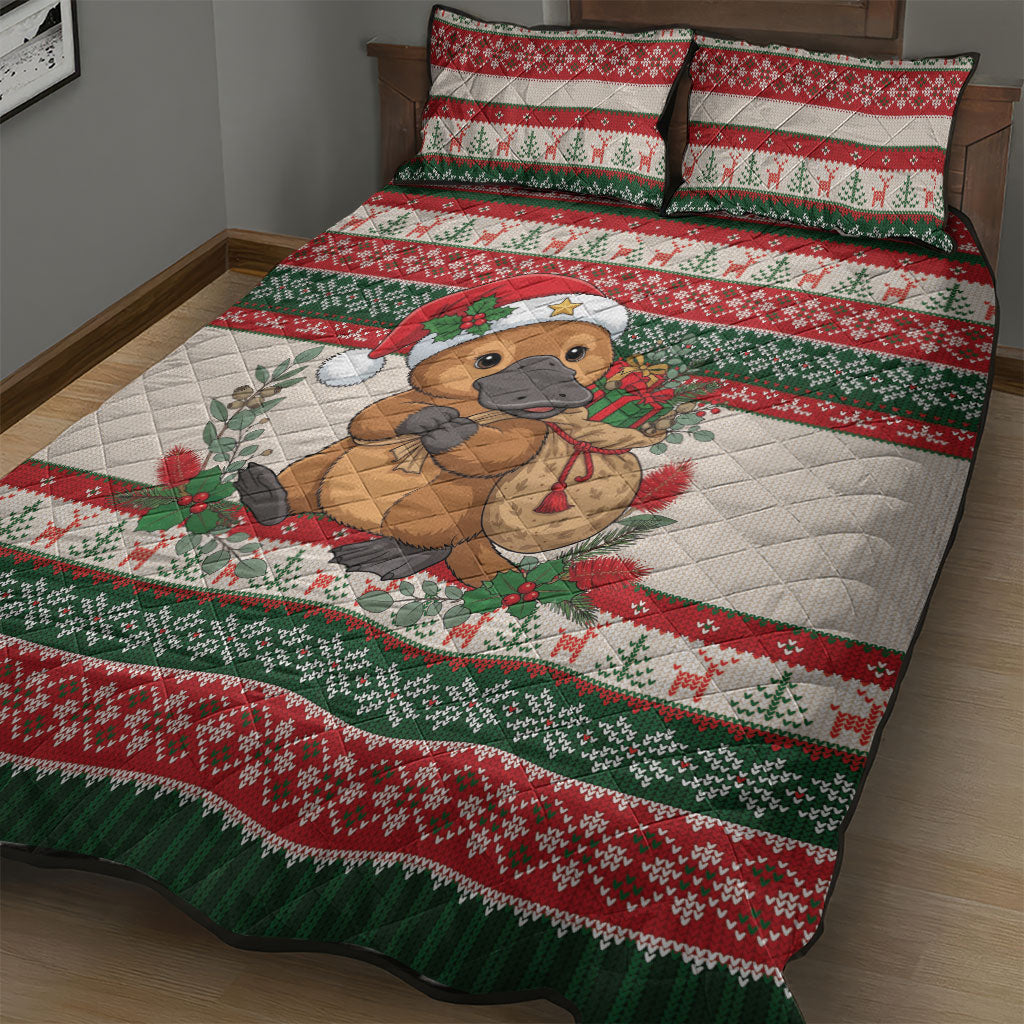 Aussie Platypus Christmas Quilt Bed Set Festive Knitted Pattern Inspired