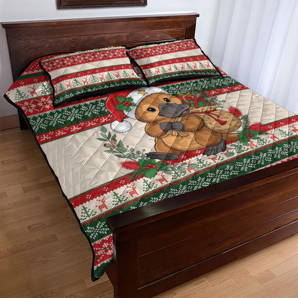 Aussie Platypus Christmas Quilt Bed Set Festive Knitted Pattern Inspired
