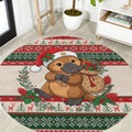 Aussie Platypus Christmas Round Carpet Festive Knitted Pattern Inspired