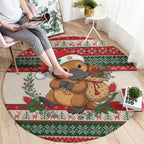 Aussie Platypus Christmas Round Carpet Festive Knitted Pattern Inspired