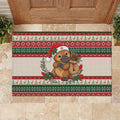 Aussie Platypus Christmas Rubber Doormat Festive Knitted Pattern Inspired