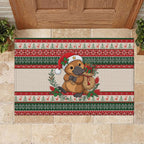 Aussie Platypus Christmas Rubber Doormat Festive Knitted Pattern Inspired