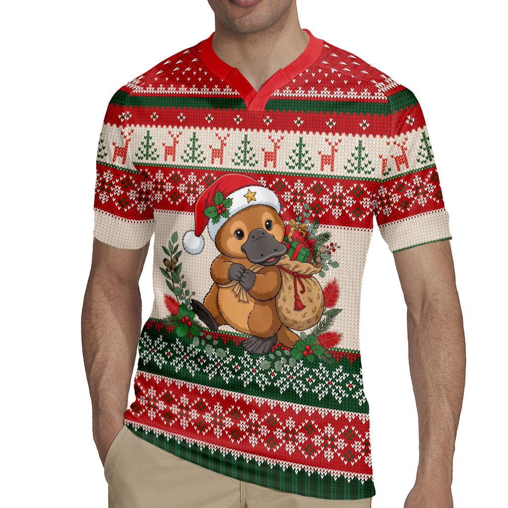 Aussie Platypus Christmas Rugby Jersey Festive Knitted Pattern Inspired