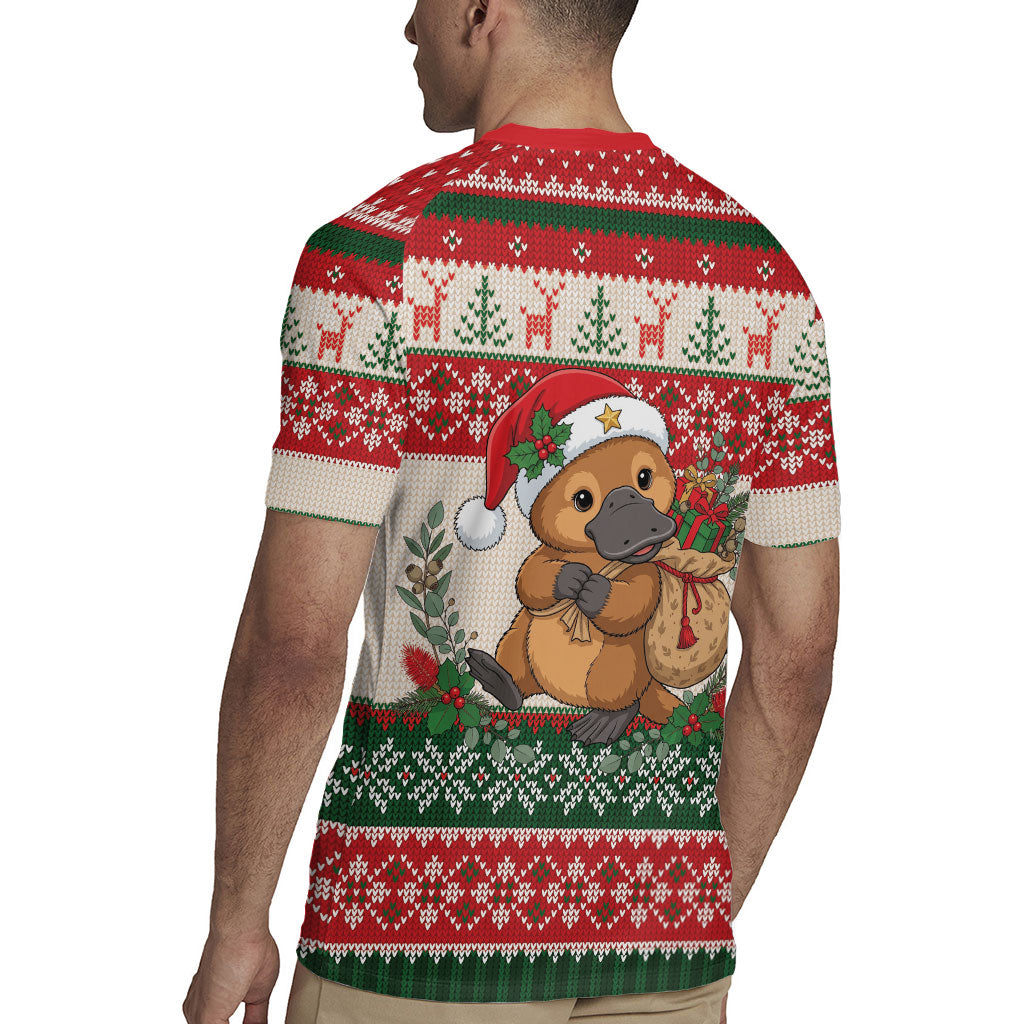 Aussie Platypus Christmas Rugby Jersey Festive Knitted Pattern Inspired