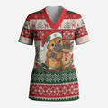 Aussie Platypus Christmas Scrub Top Festive Knitted Pattern Inspired