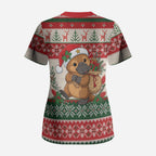 Aussie Platypus Christmas Scrub Top Festive Knitted Pattern Inspired
