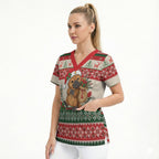 Aussie Platypus Christmas Scrub Top Festive Knitted Pattern Inspired