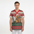 Aussie Platypus Christmas Scrub Top Festive Knitted Pattern Inspired