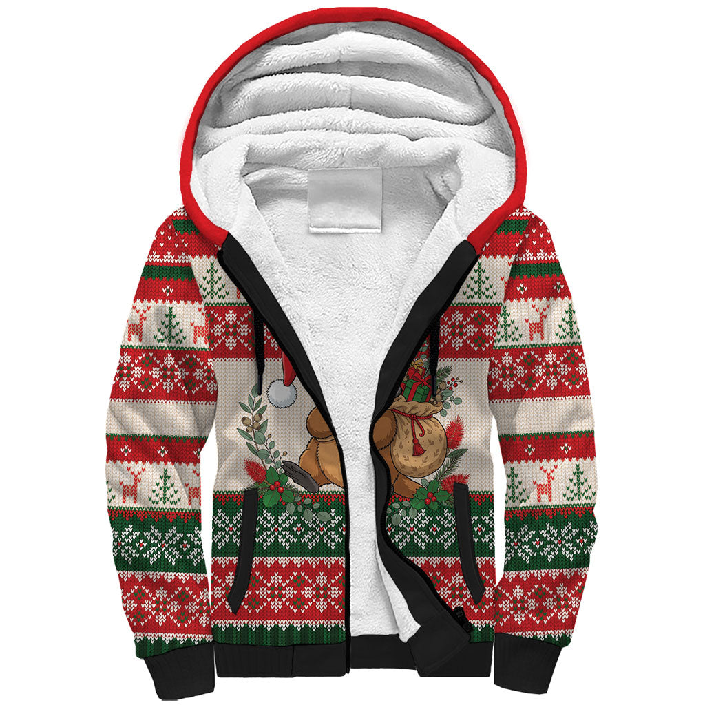 Aussie Platypus Christmas Sherpa Hoodie Festive Knitted Pattern Inspired