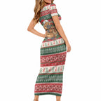 Aussie Platypus Christmas Short Sleeve Bodycon Dress Festive Knitted Pattern Inspired