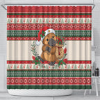 Aussie Platypus Christmas Shower Curtain Festive Knitted Pattern Inspired