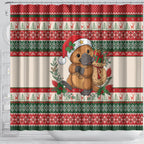 Aussie Platypus Christmas Shower Curtain Festive Knitted Pattern Inspired