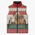 Aussie Platypus Christmas Sleeveless Puffer Jacket Festive Knitted Pattern Inspired