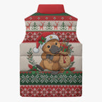 Aussie Platypus Christmas Sleeveless Puffer Jacket Festive Knitted Pattern Inspired