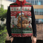 Aussie Platypus Christmas Sleeveless Puffer Jacket Festive Knitted Pattern Inspired