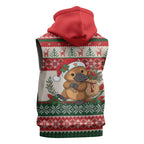 Aussie Platypus Christmas Sleeveless Zip Hoodie Festive Knitted Pattern Inspired