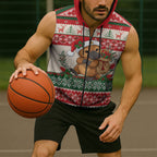 Aussie Platypus Christmas Sleeveless Zip Hoodie Festive Knitted Pattern Inspired