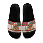 Aussie Platypus Christmas Slide Sandals Festive Knitted Pattern Inspired