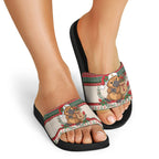 Aussie Platypus Christmas Slide Sandals Festive Knitted Pattern Inspired