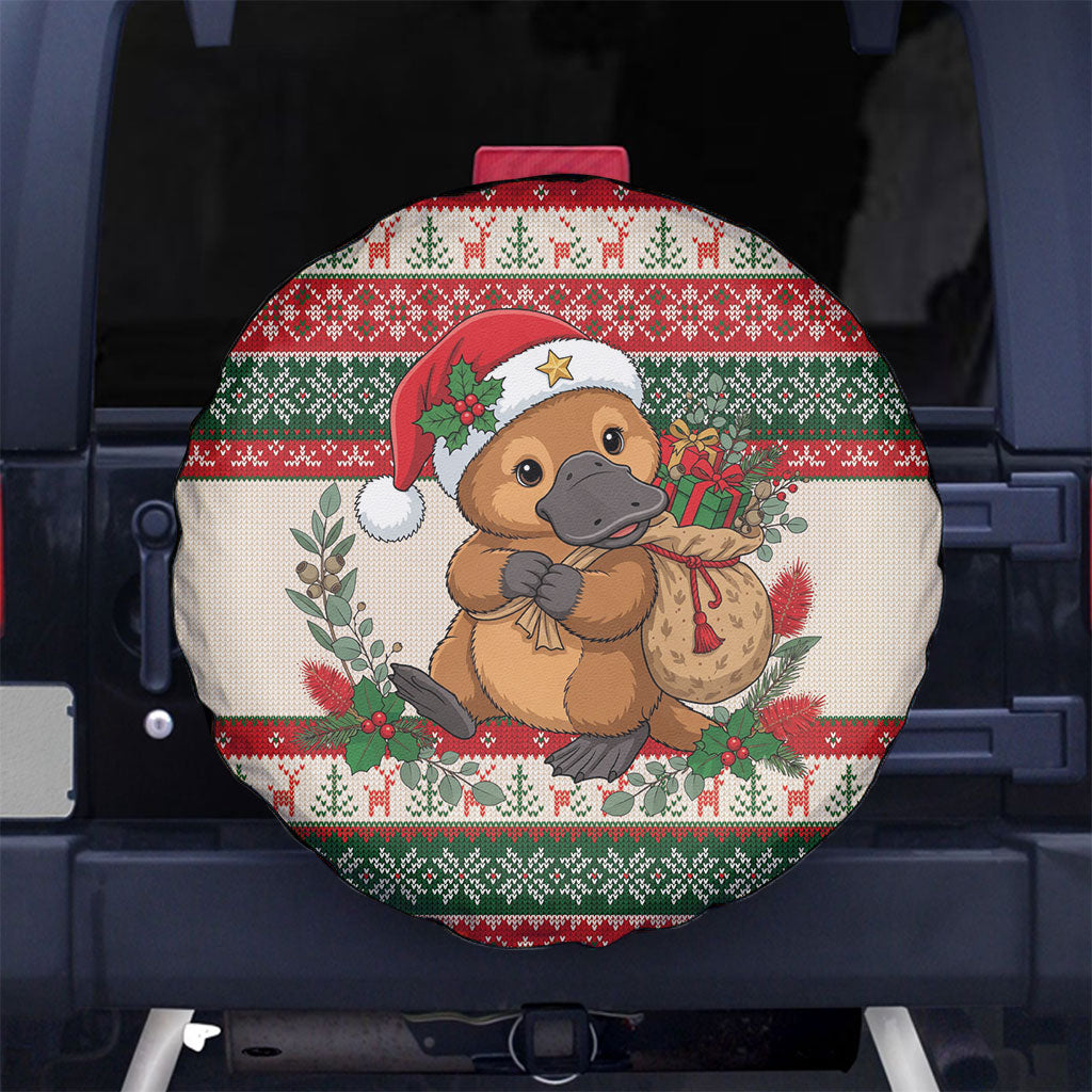 Aussie Platypus Christmas Spare Tire Cover Festive Knitted Pattern Inspired