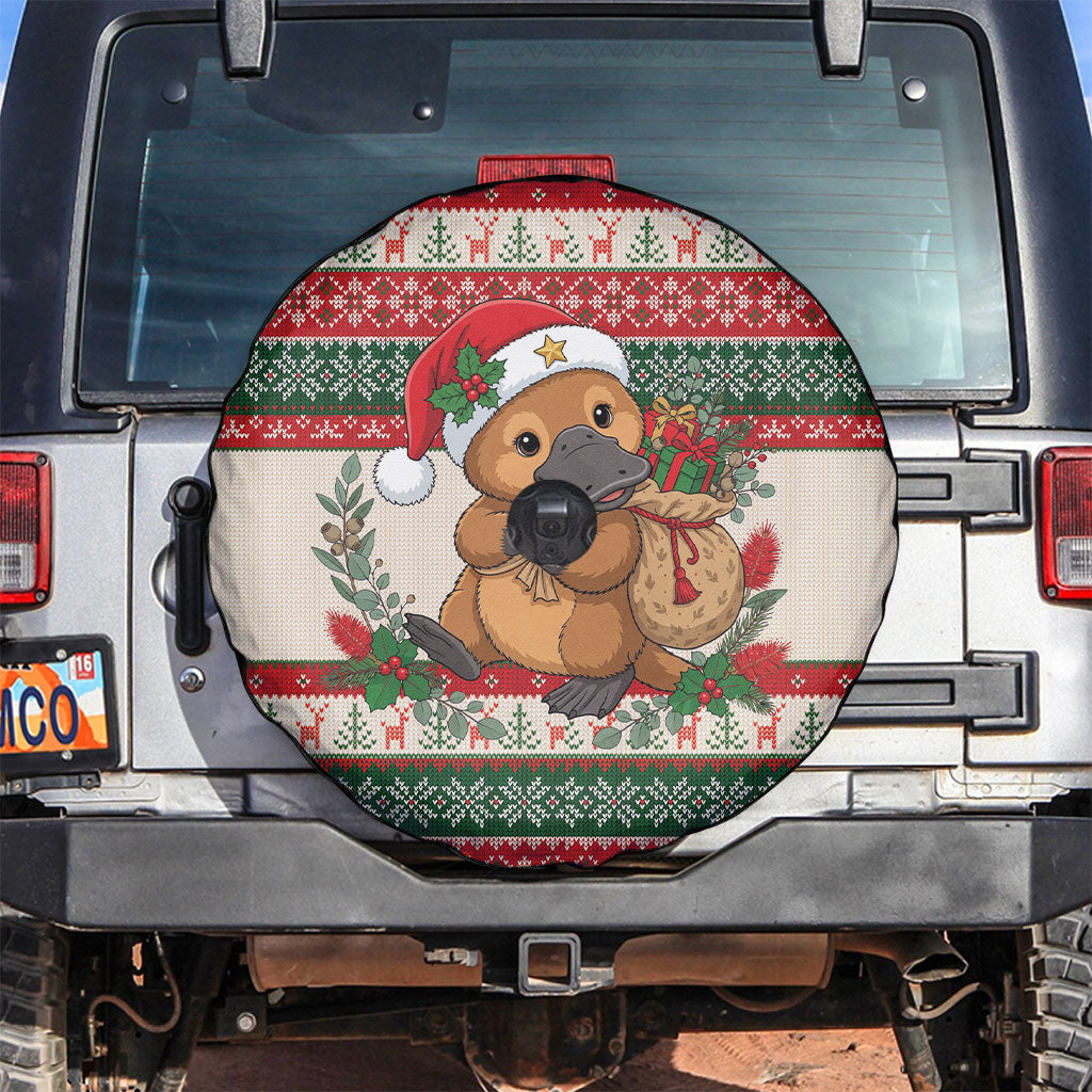 Aussie Platypus Christmas Spare Tire Cover Festive Knitted Pattern Inspired
