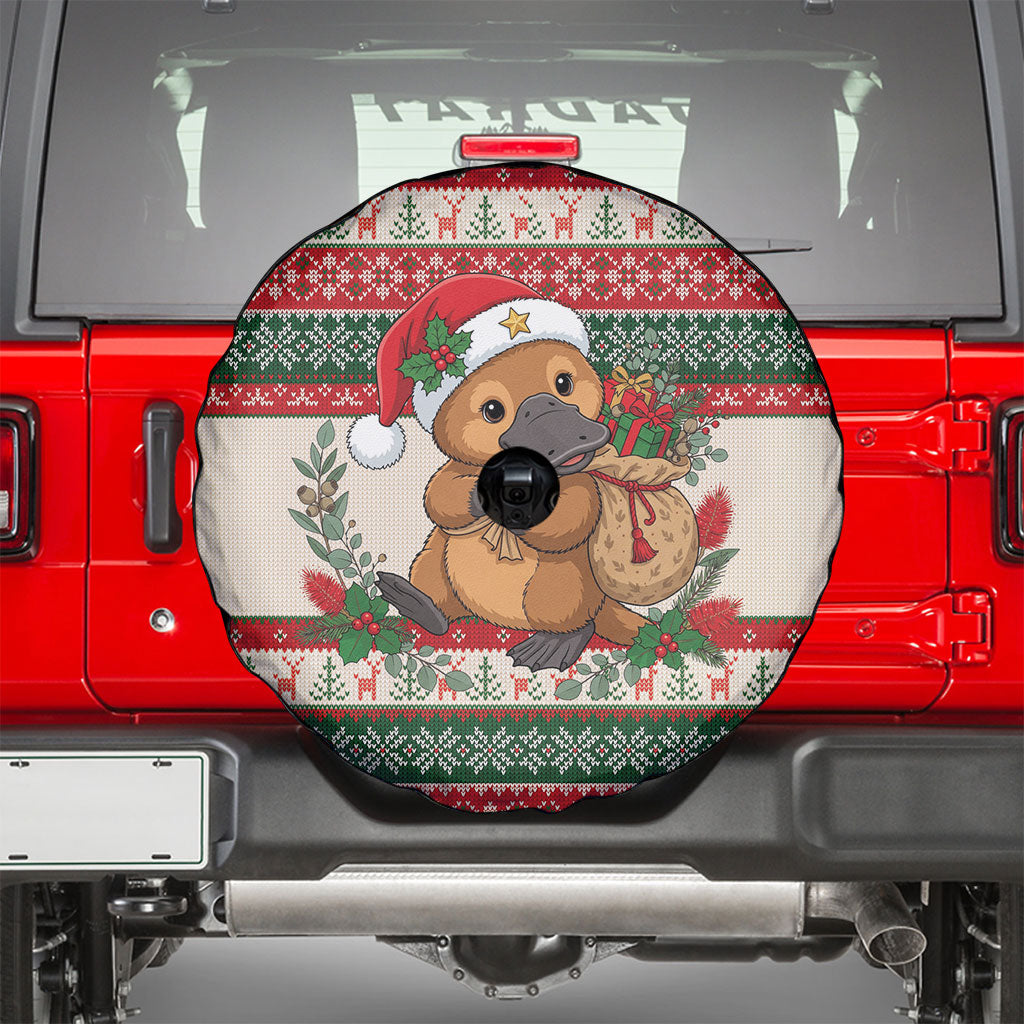 Aussie Platypus Christmas Spare Tire Cover Festive Knitted Pattern Inspired