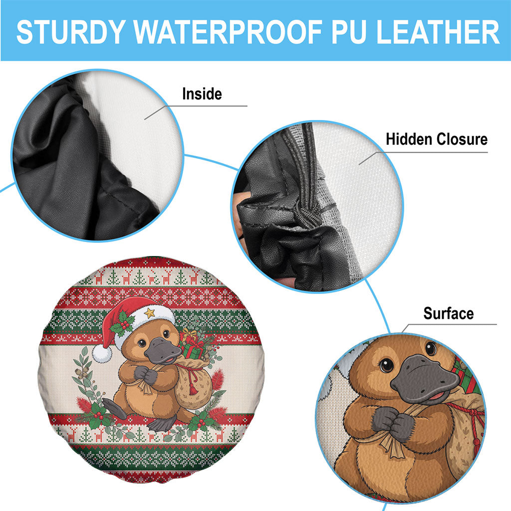 Aussie Platypus Christmas Spare Tire Cover Festive Knitted Pattern Inspired