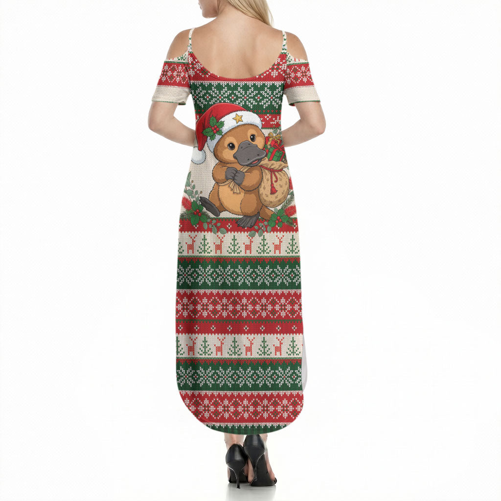 Aussie Platypus Christmas Summer Maxi Dress Festive Knitted Pattern Inspired