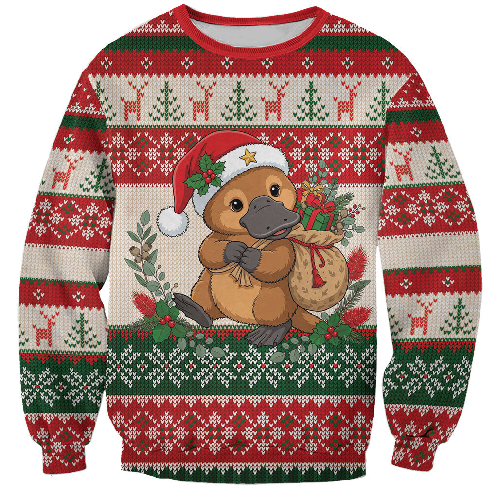 Aussie Platypus Christmas Sweatshirt Festive Knitted Pattern Inspired