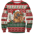 Aussie Platypus Christmas Sweatshirt Festive Knitted Pattern Inspired