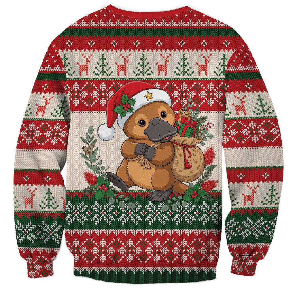 Aussie Platypus Christmas Sweatshirt Festive Knitted Pattern Inspired