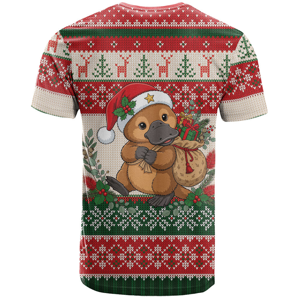 Aussie Platypus Christmas T Shirt Festive Knitted Pattern Inspired
