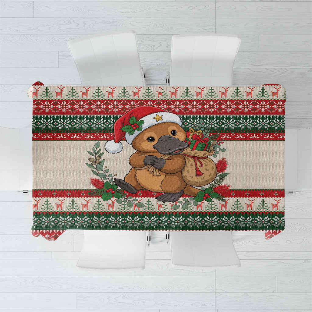 Aussie Platypus Christmas Tablecloth Festive Knitted Pattern Inspired