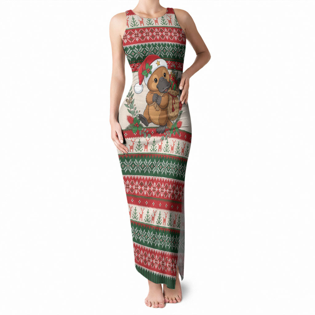 Aussie Platypus Christmas Tank Maxi Dress Festive Knitted Pattern Inspired