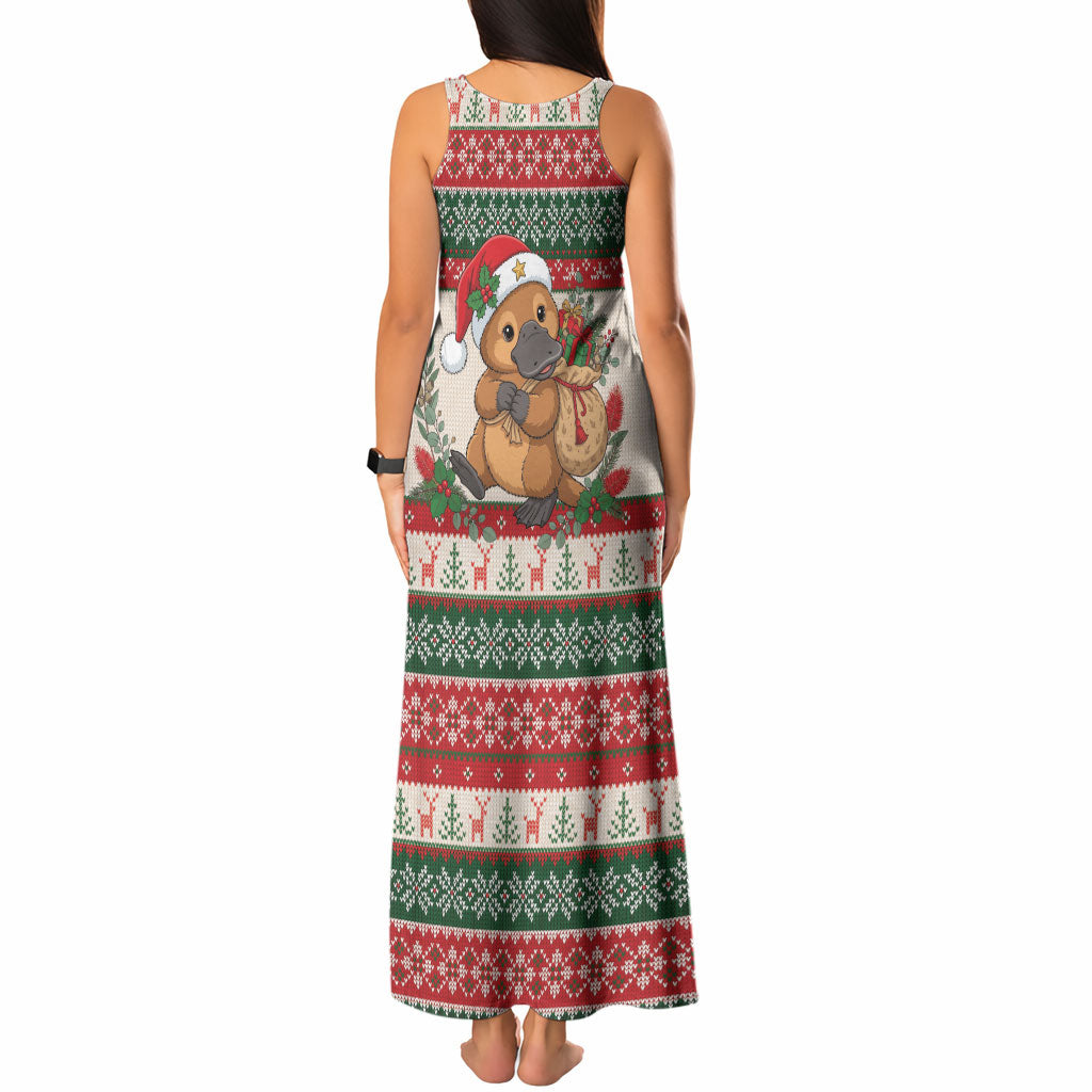 Aussie Platypus Christmas Tank Maxi Dress Festive Knitted Pattern Inspired