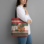 Aussie Platypus Christmas Tote Bag Festive Knitted Pattern Inspired