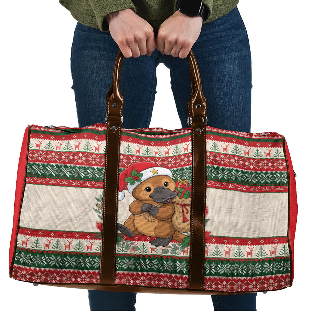 Aussie Platypus Christmas Travel Bag Festive Knitted Pattern Inspired