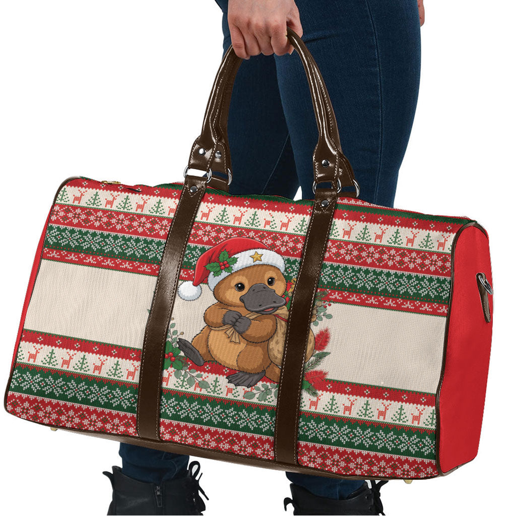 Aussie Platypus Christmas Travel Bag Festive Knitted Pattern Inspired